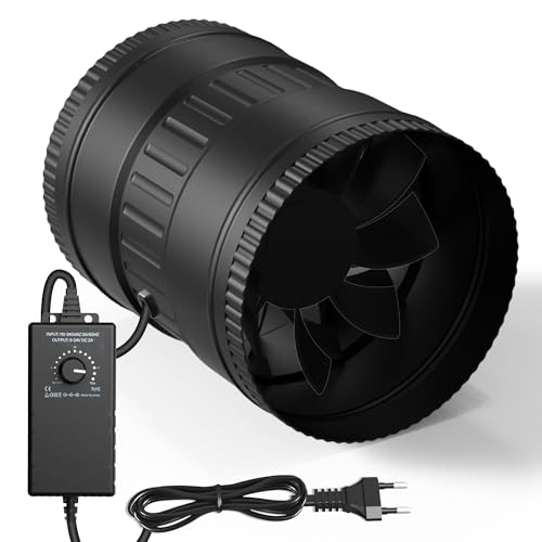 Brogachy Adjustable Duct Fan 200 mm, Pipe Fan 1088 m³/h, EC Motor Exhaust Fan 2600 RPM, for Heating, Cooling, Boosters, Growth Tents, Hydroponics, Home Use, Ventilation