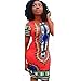 Perman Women Traditional African Print Dashiki Bodycon Sexy Short Sleeve Dress