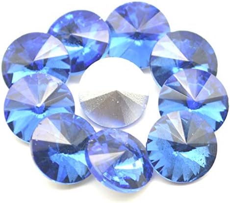 Catotrem Crystal Stones Round Fancy Glass Rhinestone Beads for DIY Dress Jewelry Making 100pcs(Light Blue-10mm)