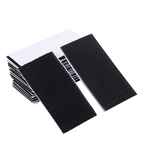MYUREN 2x4 Inch Sticky Back Hook and Loop Fasteners Strips Black Double