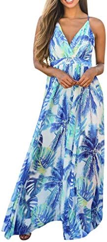 Lavany Women Elegant Pleated Floral Maxi Dresses Camis Deep V High Waist Long Dress