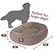 Majestic Pet 40 Inch Suede Calming Dog Bed Washable 40x29x9 (Inch)– Cozy Soft Round Donut Dog Bed with Spine Support for Dogs to Rest Their Head - Pet Bed Large – Stone