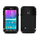 Love Mei Shockproof Water Resistant Dust/Dirt/Snow Proof Aluminum Metal Gorilla Glass Heavy Duty Protection Case Cover for Samsung Galaxy Note 4 IV N9100 Black