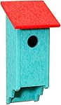 Recycled Plastic Amish Bluebird House, Handcrafted in the USA from Easy to Clean, Eco-friendly Materials (Red & Aruba Blue)