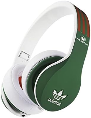adidas Originals by Monster Over-Ear Headphones Limited Edition with Apple ControlTalk Handsfree Mic and Music Controls (Green and Red over White)