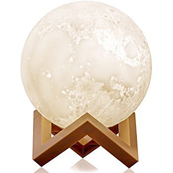 Indian Superheroes Ceramic Remote and Touch Operated 3D Printed Luna Moon Lamp (White, 18cm)