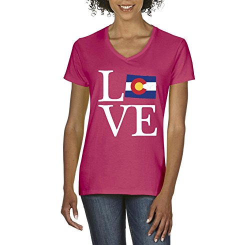 NIB Love Colorado State Flag Traveler`s Gift Women's V-Neck T-Shirt Tee (MHP)