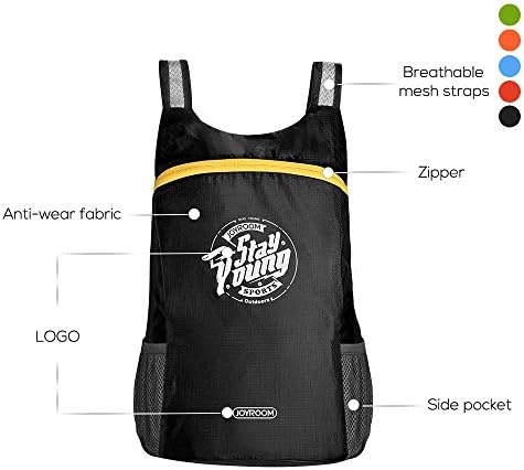 Skynow Ultra Lightweight Foldable Backpack,Waterproof &amp; Durable and Packable Bag for Hiking,Camping,Cycling,Travel and More. (Black)