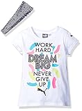 PUMA Little Girls' Tee with Headband, Puma White, 6X