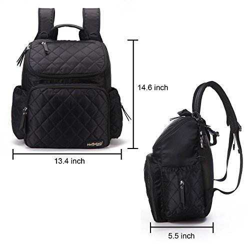 Gavarnie Diaper Backpack Smart Organizer Baby Nappy Bag Backpack with Insulated Pockets,Changing Pad,Stroller Straps,Fashion Lattice Quilted,Water Resistant Travel Daypacks for Women Men,Black