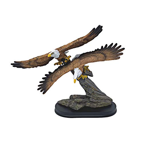 Double Eagle Statue, Patriots Decorations Sculpture, Bald Eagles - Wildlife Bird Figurine - Ideal Home Decor or Gift for Lawyer, Scouts, (10 x 13 x 4.7)