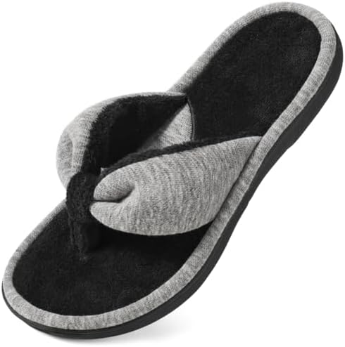 Wishcotton Memory Foam Thong Slippers, Size 11-12, Grey price in