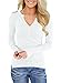 FARYSAYS Women's Casual Henley Shirts Button V Neck Long Sleeve Blouse Tops with Pockets (S-XXL)