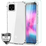 Tmacker Google Pixel 4XL Case, Google Pixel 4 XL Phone Case with 2 Pack HD Soft Screen Protector,Soft TPU Crystal Transparent Slim Anti Slip Full-Body Protective Phone Case-Clear