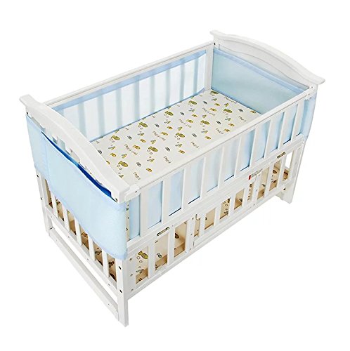 Holoras Baby Mesh Crib Liner Bumper, Nursery Crib Bumper for Standard Cribs, Machine Washable and Adjustable Velcro, 2 Panels, Blue