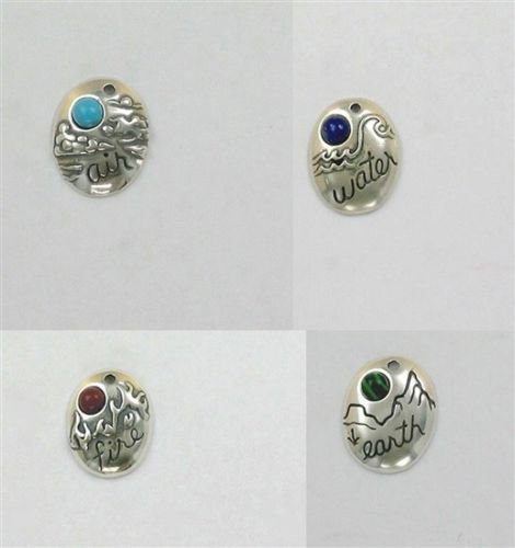 Sterling Silver Set of The 4 Elements Charms - Jewelry Accessories Key Chain Bracelet Necklace Pendants