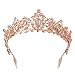 Sweet Princess Pink Crowns for Women Girls Crystal Rhinestone Queen Costume Party Festival Wedding Tiaras Headbands (Rose Gold Pink)