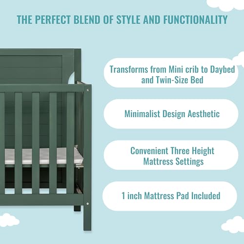 Dream On Me Bellport 4 in 1 Convertible Mini/Portable Crib In Safari