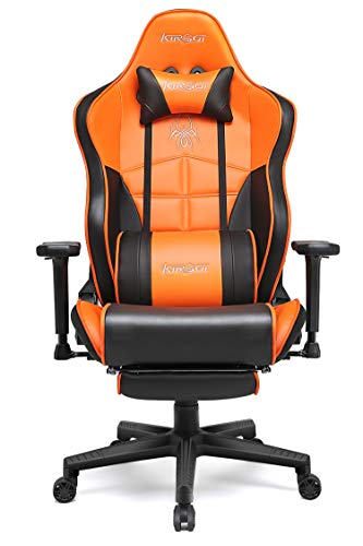 Kirogi-Silla-Gaming-Silla-Gamers-con-reposapies-Silla-ergonomica-de-Ordenador-Silla-reclinable-de-Adultos-para-Juegos-de-PC-Silla-de-Oficina-Grande-con-Cuero-de-Fibra-de-CarbonoNaranja