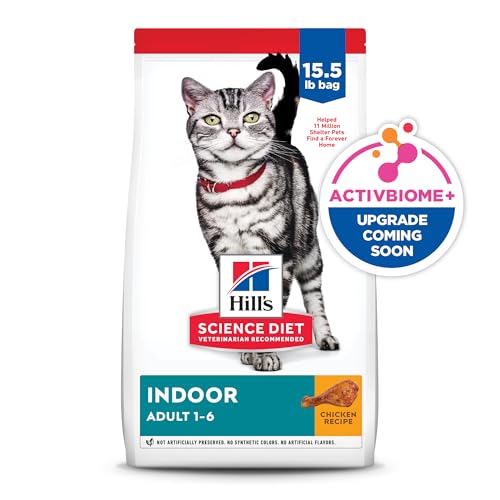 HILL’S SCIENCE DIET INDOOR, ADULT 1-6, EASY LITTER BOX CLEANUP, DRY CAT FOOD, CHICKEN RECIPE, 15.5 LB BAG