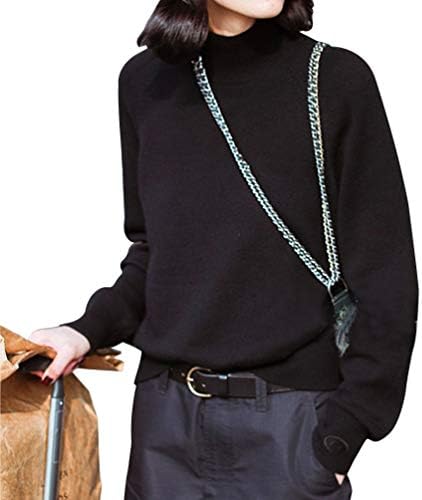 Macoking Women’s Sweater, High Neck, Wool, Christmas Gift, School Sweater, Knit Sweater, Plain, Autumn/Winter, Basic, Cute, Warm, Soft, Available in 4 Colors