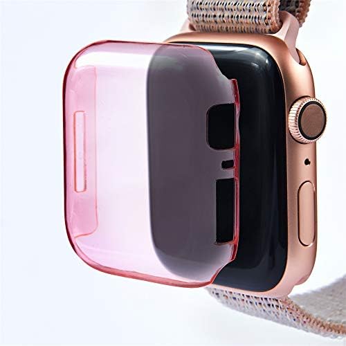 for Apple Watch Series 4 44mm Protect Case, Protection Ultra-Slim Clear PC Protect Case Cover for Apple Watch Series 4 44MM (Series 4 44mm Pink)