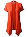 URBANCLEO Womens Draped Open Front Short Sleeve Cardigan Orange 2XLARGE