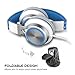 Headphones, Honstek Foldable Lightweight On-Ear Headphones for Kids Girls Adults, Stereo Wired Comfortable Headset Compatible with iPhone iPad PC Xbox Tablets MP4 (White/Blue)thumb 3