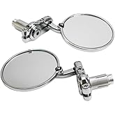3" Convex Round 7/8" 22mm Handlebar Rearview Side Bar End Mirror Cafe Racer BOBBER Rat Bike Old School Retro (Chrome)