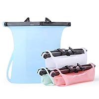 Iusun Reusable Silicone Food Storage Bags + Stretch Lids Seal Fresh for Vegetable Liquid Snack Meat Lunch Fruit Milk Preservation Bags/Food Grade/Versatile Container (4pcs)