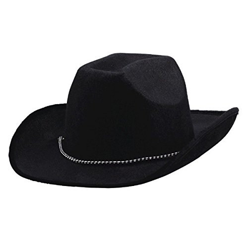 Party Ready Team Spirit Velour Cowboy Hat Accessory, Black , Fabric , 5