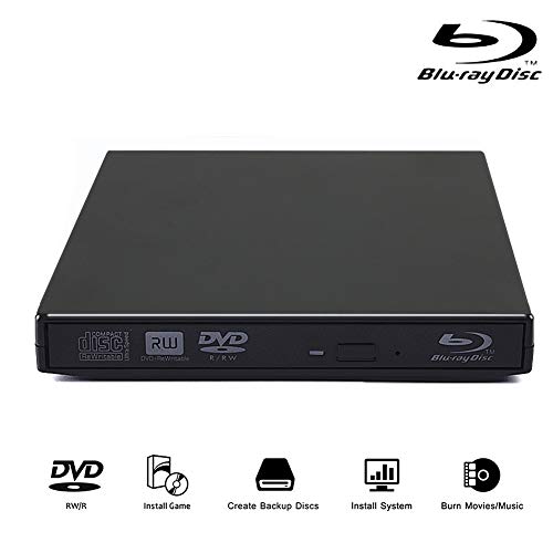 External Blu Ray Drive USB 2.0 Blu Ray Player CD DVD RAM Burner Combo High Speed Re-Writer for Laptop Notebook PC Desktop Computer (Black)