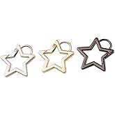 3Pc Silver Star Shaped Stainless Steel Keychain Clip Carabiner Snap Hook Holder Star Carabiner Hook Clip Key Holder Carabiner Clip for Keys and Wallet with Key Chain Rings Accessories (S)