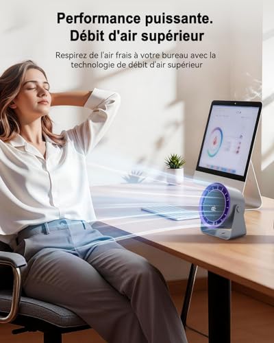 Desk Fan,Silent 1-100 Speed Portable Fan,Mini LED Screen Table Fan,360° Rotation,2400mAh Rechargeable Small USB Fan for Bedroom Home Kitchen Office