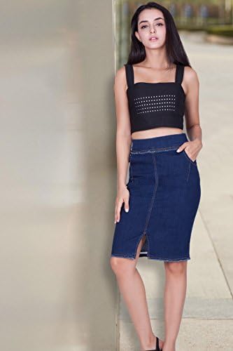 naafii High Waisted Denim Jean Skirt with Stretch