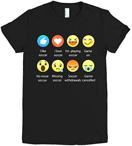 I Love, I Like Soccer Emoji (emoticon) Sayings Social T-Shirts (Fitted Fine Jersey) (Women M, Black)
