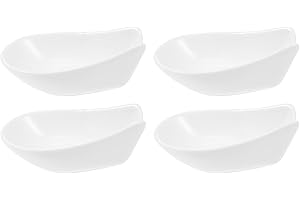 GALPADA 4pcs White Ceramic Spoon Rest Set for Home and Restaurant, Oil-Proof Stovetop Scoop Holder for Soup