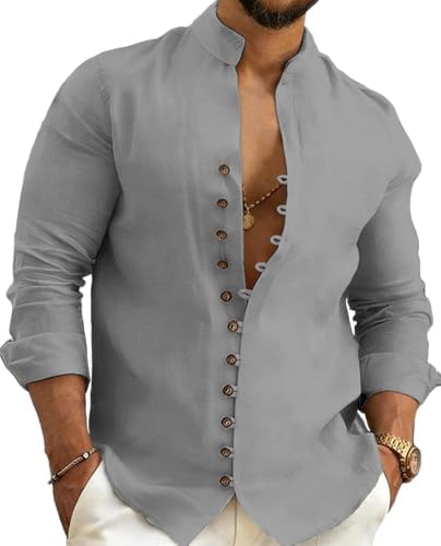 Amazon.com: Cambkatl Men's Double-Breasted Dress Shirts, Shawl