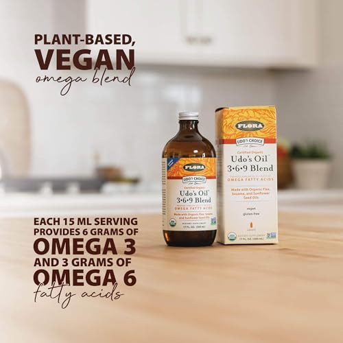 Flora Udo's Oil 3-6-9 Blend - Vegan Omega-3 & Omega-6 Oil - Contains Organic Coconut Oil, Flax Seed Oil & More - Keep Chilled - 17 fl. oz.