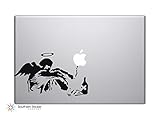 Banksy Fallen Angel Smoking Vinyl Car Sticker Symbol Silhouette Keypad Track Pad Decal Laptop Skin Ipad Macbook Window Truck Motorcycle (Black)
