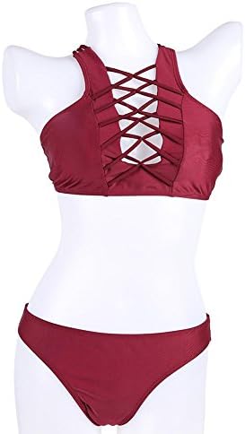 Trendyest Women Sexy Swimsuit Chest Bandage Padded Solid Color Swimwear Bathing Suit