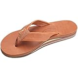 Rainbow Sandals Men's Premier Leather Double Layer with Arch Wide Strap, Classic Tan/Brown, Men's Small / 7.5-8.5 D(M) US