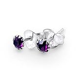 February - Purple 3MM Flower Set Birthstone 925