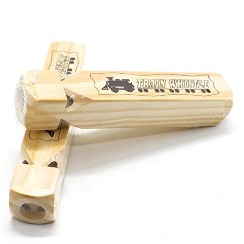 AQUEENLY Train Whistle, 2 Piece Wooden Train Whistle with 4 Tone for Kids Toy, Party Favors, 7.4 Inches