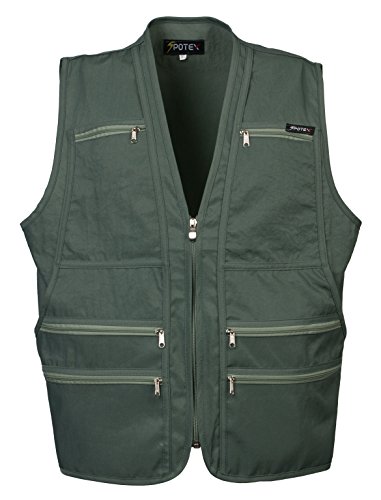 Men's 9 Pockets Work Utility Vest Military Photo Safari Travel Vest (XL, Olive)