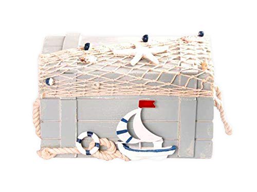 MYFAVORITES Wooden Treasure Chest in Summer Design (21.5 x 15 x 12.5 cm, Wood)