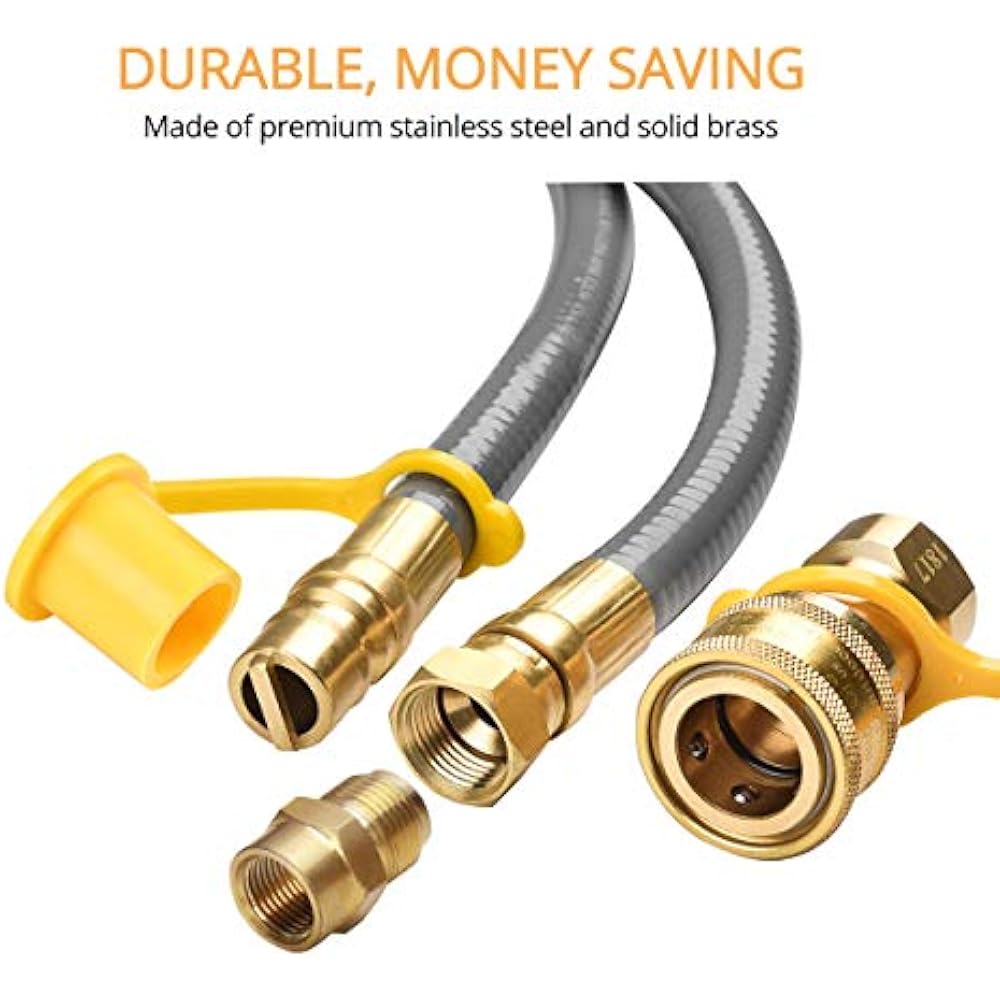 Natural Gas Hose, 12Ft 1/2-inch ID Quick Connect/Disconnect Fittings
