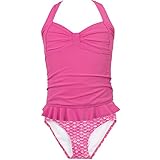 Fin Fun Mermaid Girls Clamshell Tankini Set, Pink Top, Malibu Pink Bottom, Small