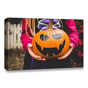 Halloween Pumpkin Lantern Painting Artwork for Home Framed