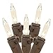 Novelty Lights 50 Light Clear Christmas Mini Light Set, Brown Wire, 11' Long